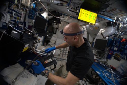 Luca Parmitano installing RUBI inside Columbus module ISS