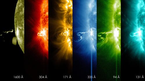 Solar eruption in different ultraviolet wavelengths