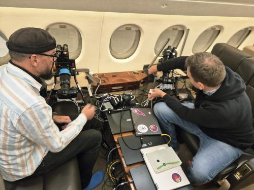 Setting up instruments for airborne re-entry observation campaign