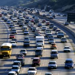 Traffic jam in Los Angeles NO2 emission