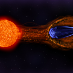 Flux continu d'électrons et d'ions qui s'échappe du Soleil