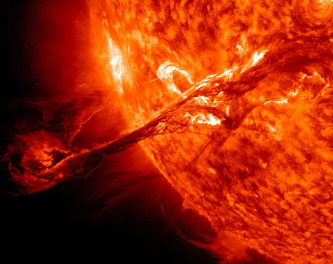 Solar filament eruption or protuberance